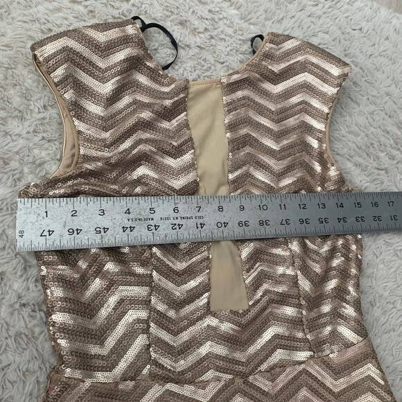 NWT Bebe Brown Gold Sequence Fit and Flare Short Formal Party Dress Medium - Picture 6 of 9